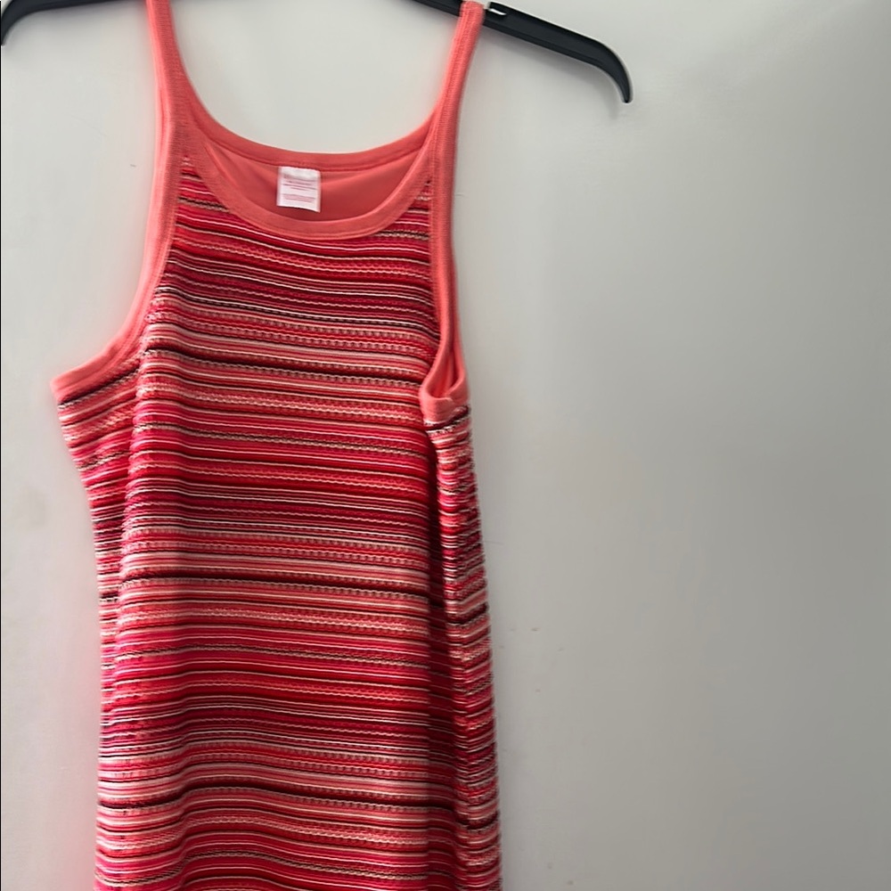 Striped Coral Pink Knit Tank Dress